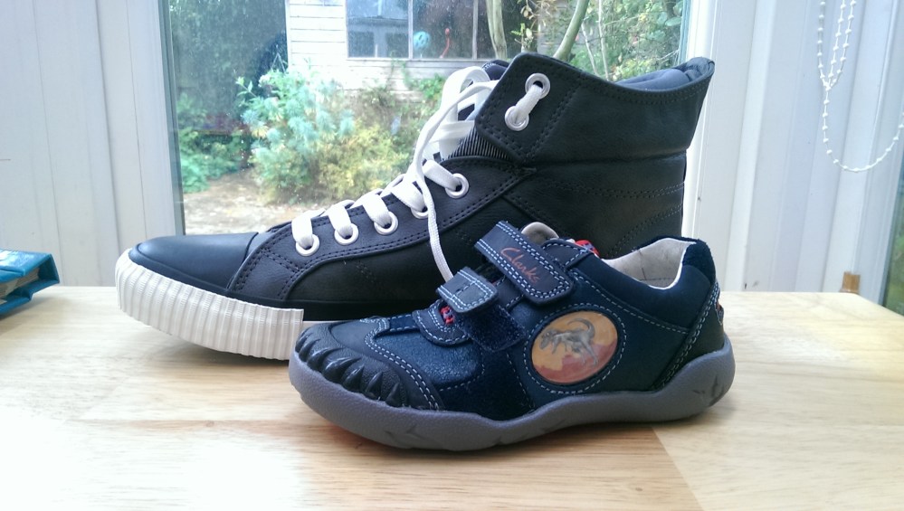 Kids shoes and adult's shoe