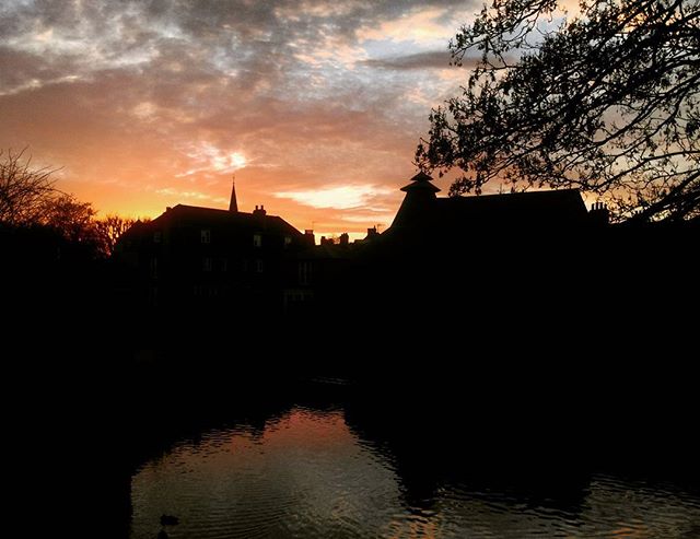 Sun setting over the river