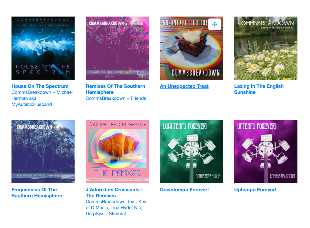 Screenshot of the CommsBreakdown Bandcamp page